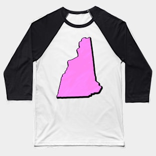 Pink New Hampshire Outline Baseball T-Shirt